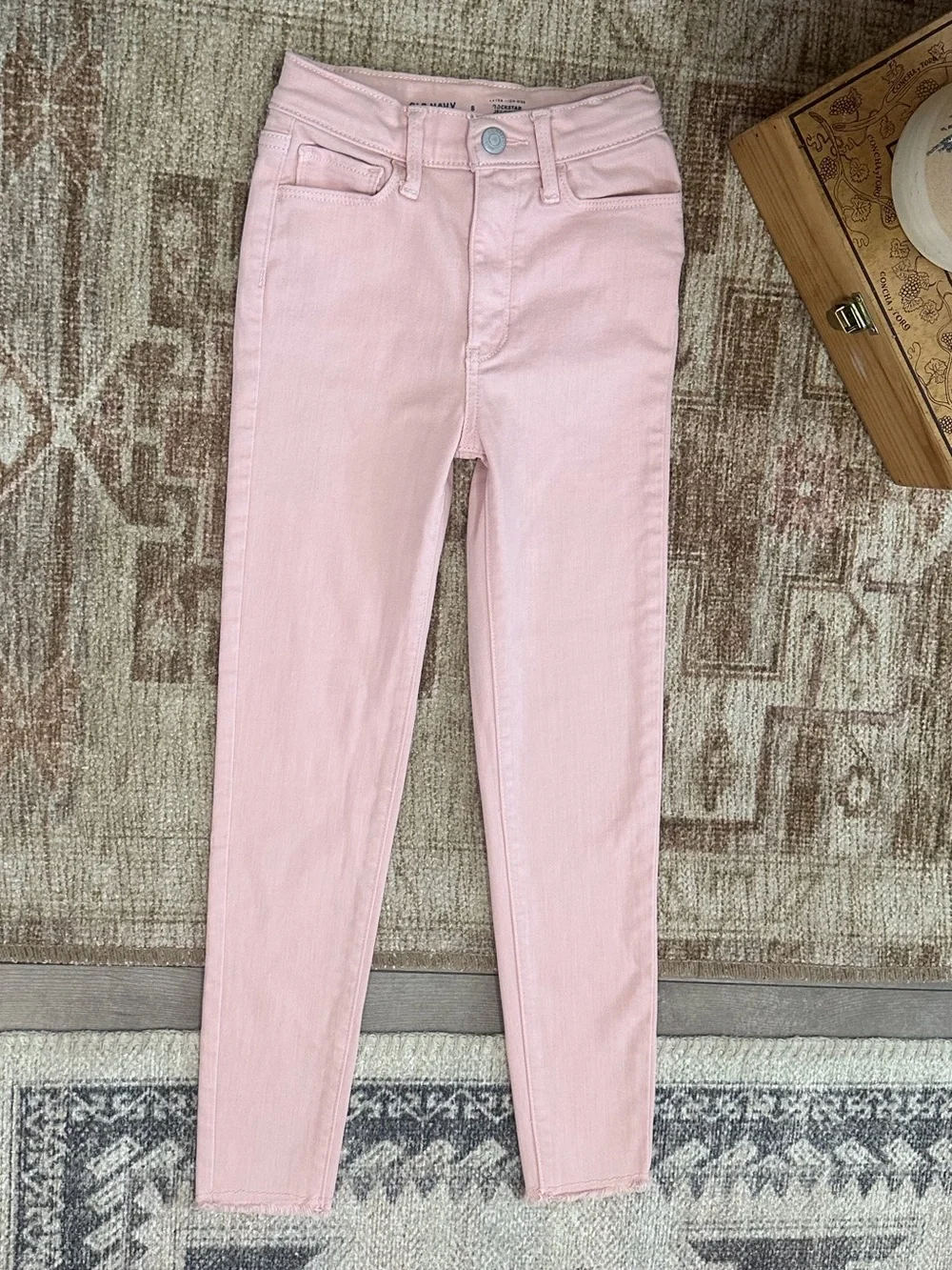 Old Navy Girls Extra High Rise Light Pink Rockstar Jeggings Skinny Jeans sz 8